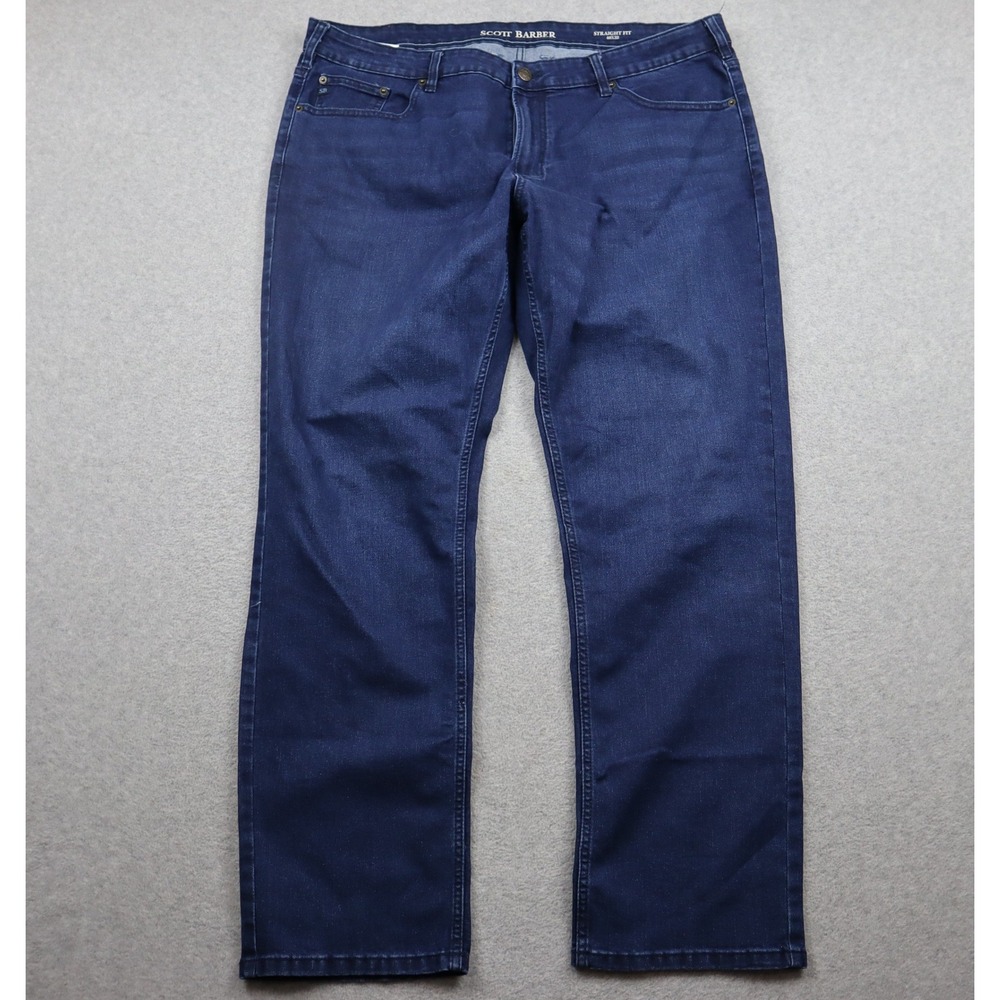 Scott Barber Jeans Mens 40x32 Straight Fit Blue Stretch Denim Indigo